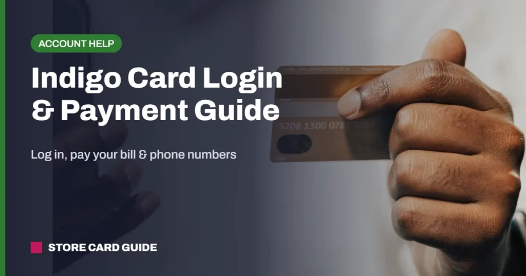 Indigo credit card login and payment: person using a smartphone and credit card