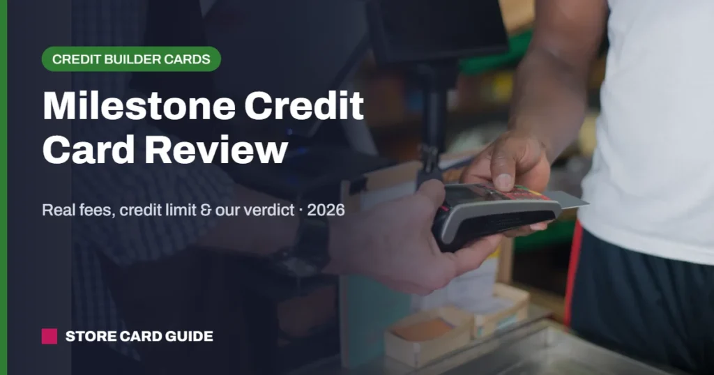 Milestone credit card review: customer paying with a credit card at a store checkout